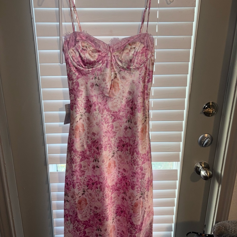 Astr Pink Asymmetrical Dress with Floral Print